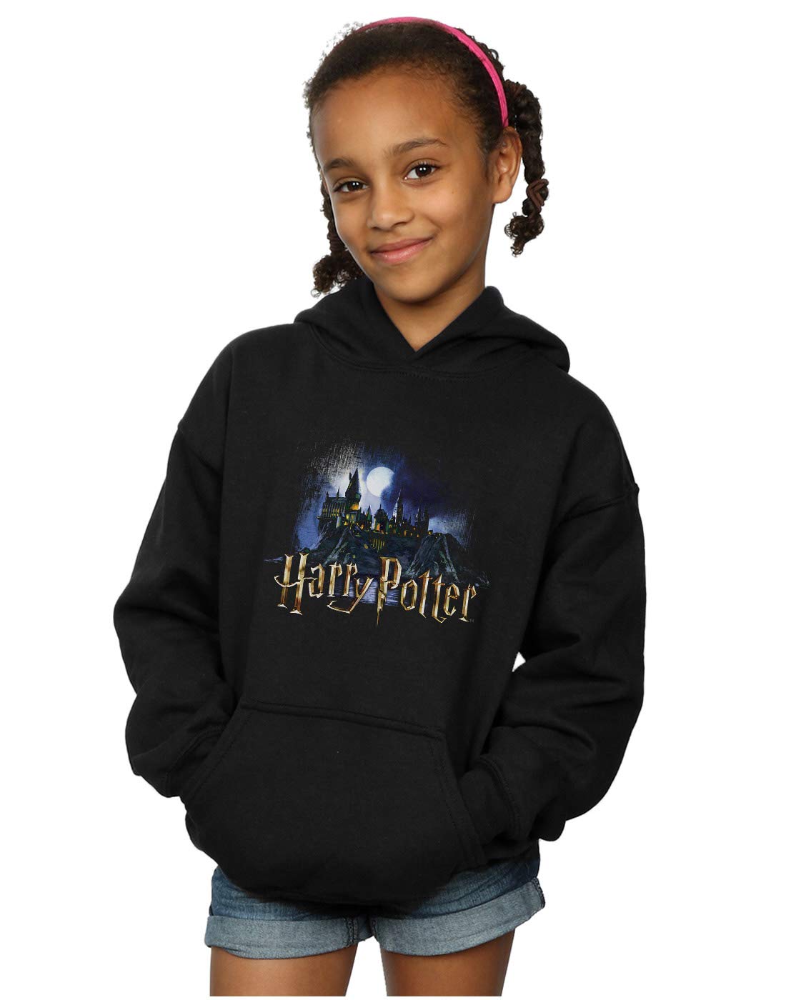 Absolute Cult Girls Black Hary Potter Hogwarts Castle Hoodie 7-8 Years