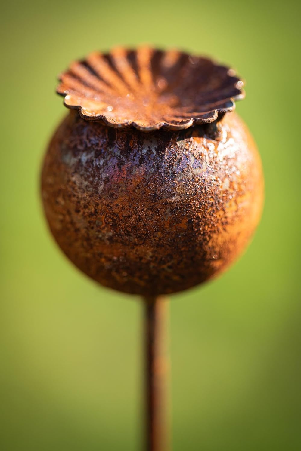 Gartenstecker Rost Deko Mohn Mohnkapsel Metall Rost Gartendeko Edelrost für Frühling, Garten, Wohnzimmer, Balkon (3er Set Mohnkapsel A)