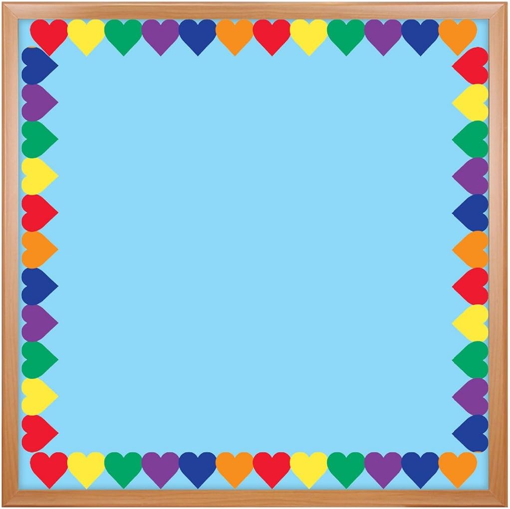 Hygloss Products Colored Hearts Die-Cut Bulletin Board Border – Classroom Decoration – 3 x 36 Inch, 12 Pack (33626)