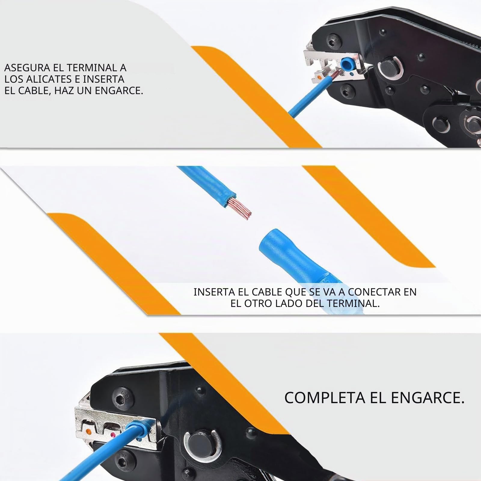 Juego de alicates de crimpado con 6 troqueles intercambiables