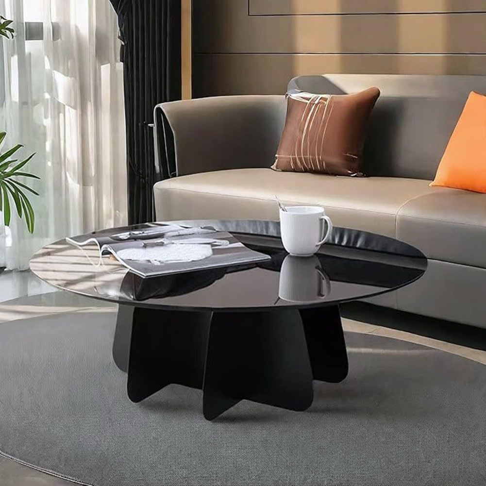 8mm Thick Tempered Glass Table Top, Black Round Polished Edge Glass Table Top Countertop, for Home Office Bar(100 cm(40 inch))