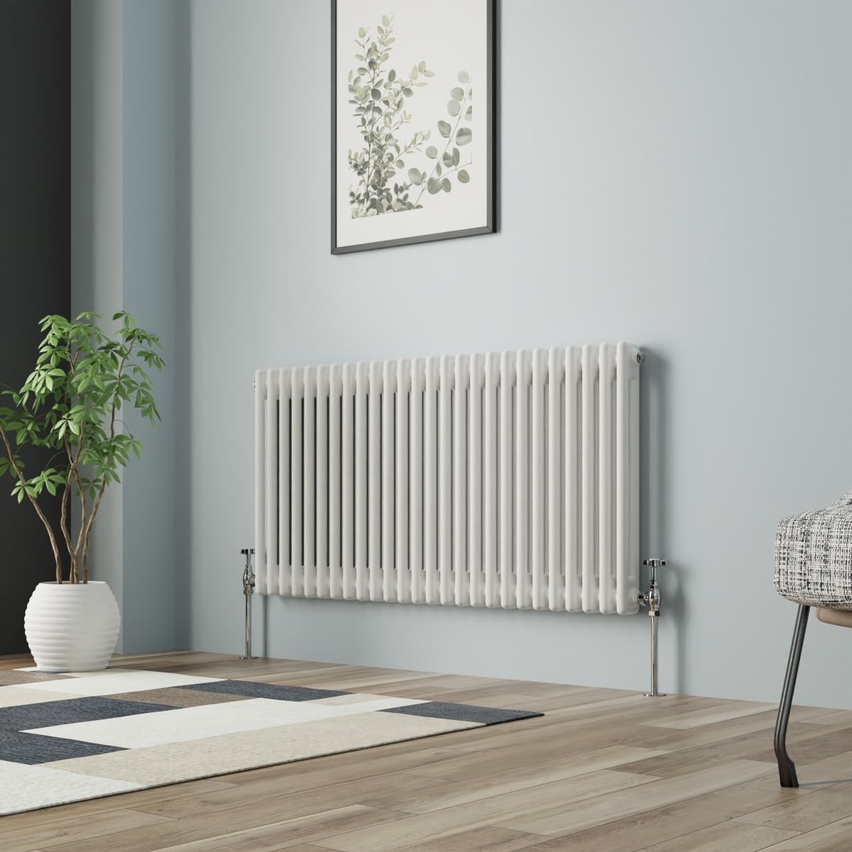 NRG Column Radiator Gloss White 600x1190mm Double Cast Iron Rads