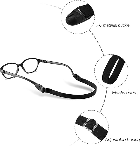 Miniatura 2 de lvvfit Correa ajustable para lentes para niños, correa elástica para gafas deportivas, para niños pequeños, niños y niñas (4 unidades, azul)