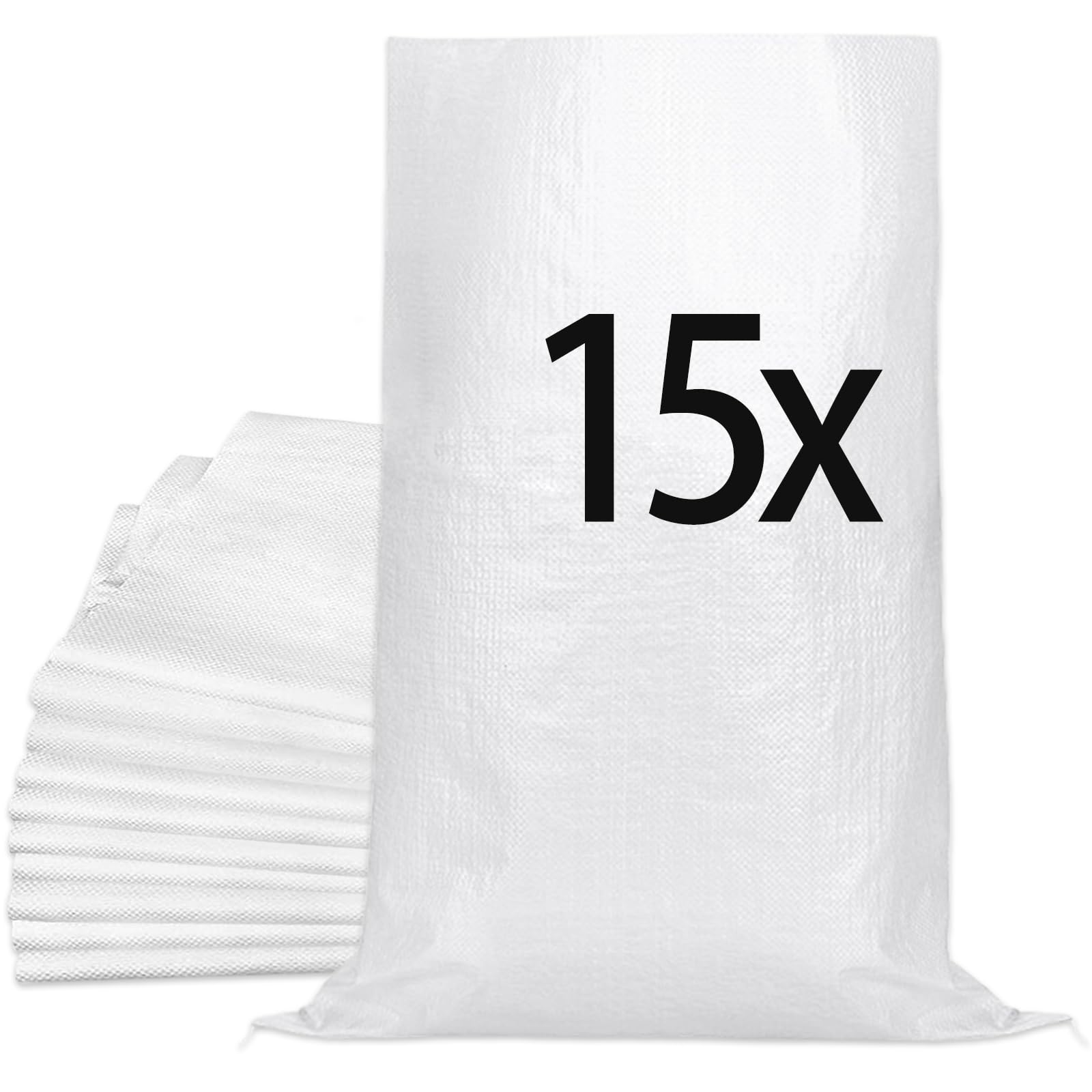 15 Bolsas de Rafia para Escombros - 60x100 cm. Ideal para Residuos de Construcción, Desechos Vegetales, Hojas, Cereales, control de Inundaciones, Madera y Piensos. Resistentes y Versátiles