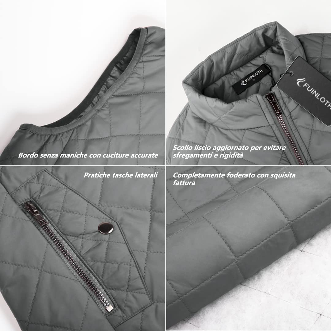 fuinloth Gilet Donna Smanicato Invernale Panciotto Dritto Collarei Giacche Ultraleggeri Senza Maniche Giacca con Tasca con Cerniera
