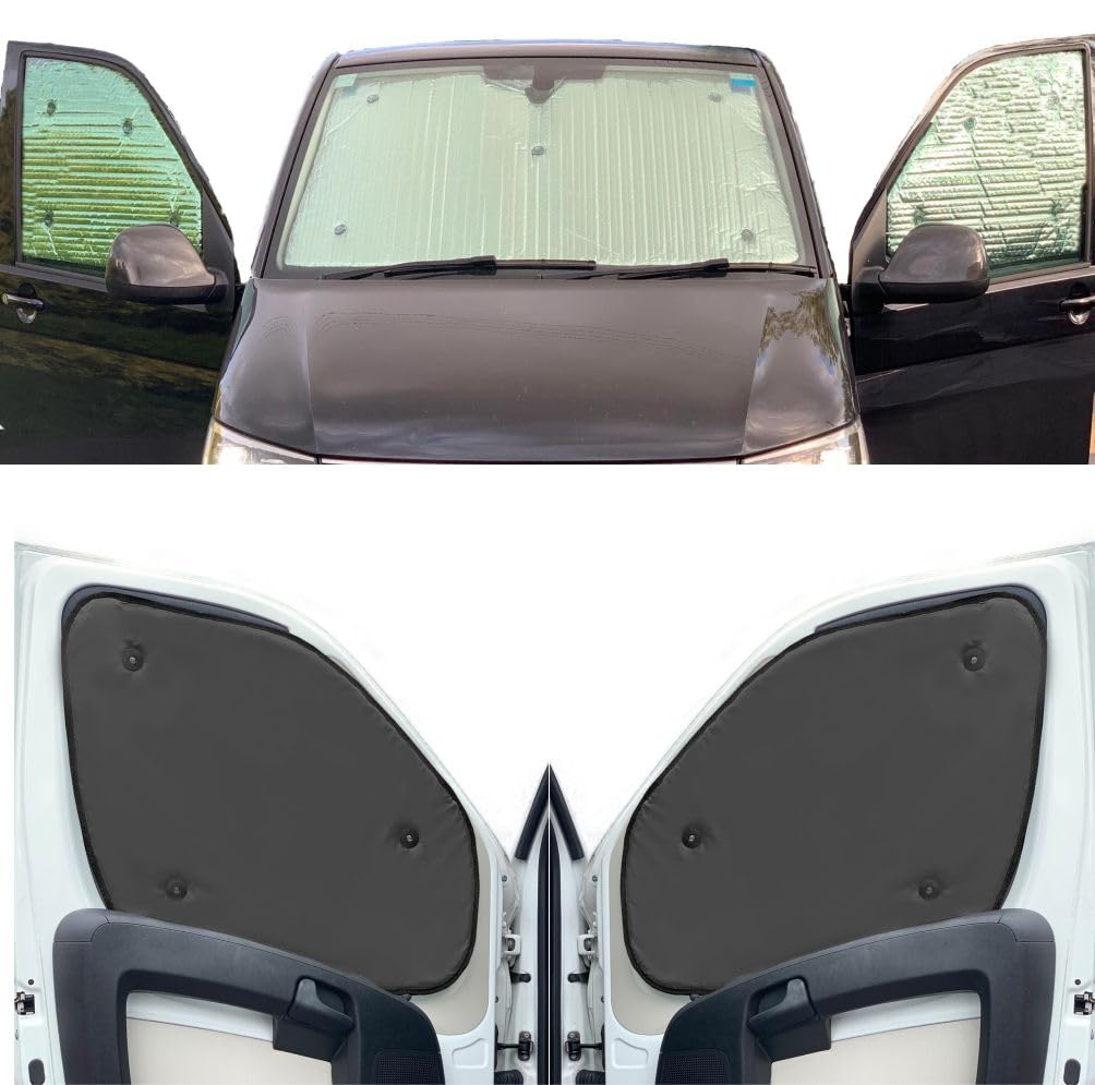 Thermal Blinds Compatible With Vauxhall Vivaro (Third Generation) (Years 2019-Date) (Full Set SWB With Tailgate) With Backing Colour in Charcoal, Reversible