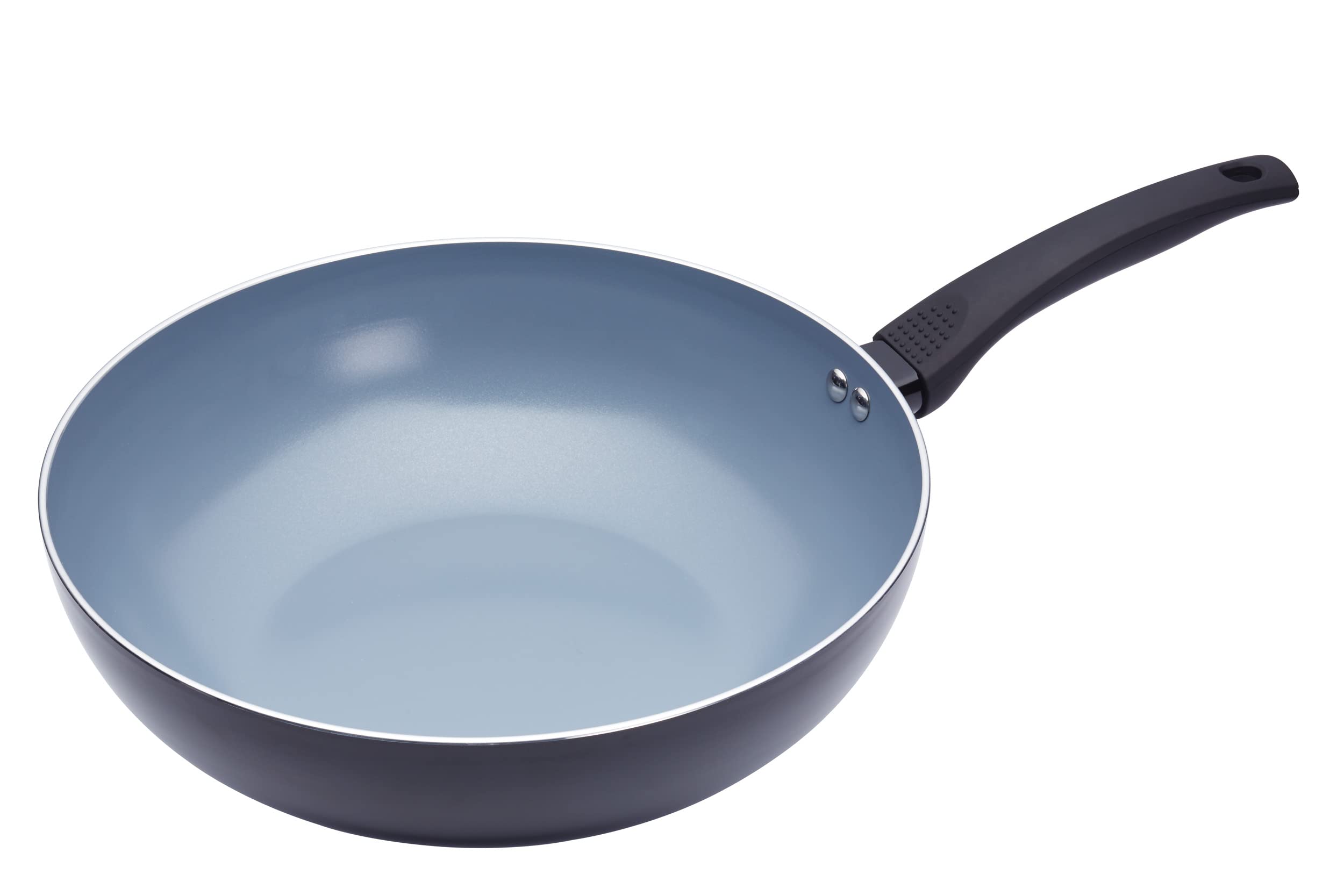 Induction-Safe Ceramic Eco Wok with PTFE, PFOA and BPA Free Non Stick, 29.5 cm (11.5"), Grey