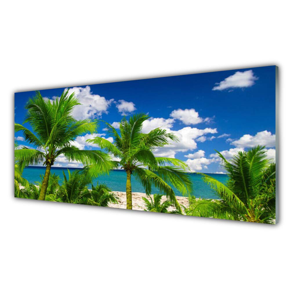 Tableau mural impression sur verre trempé 125x50cm paysage de mer Tulup
