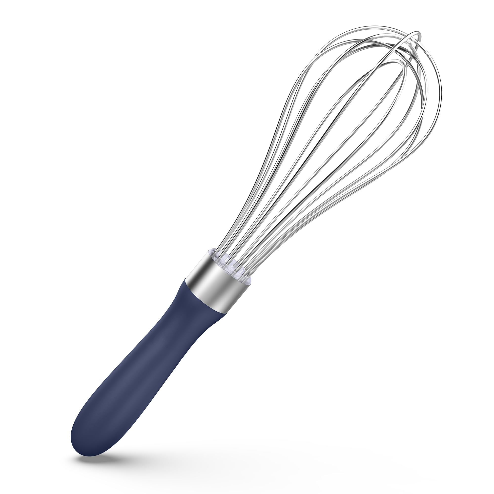 U-Taste Kitchen Whisk: 18/10 Stainless Steel Balloon Whisk 23 cm Small Egg Beater with 6 High Flex Wires and Non-Slip Silicone Handle for Whipping Blending Mixing Batter Sauces (Midnight Blue)