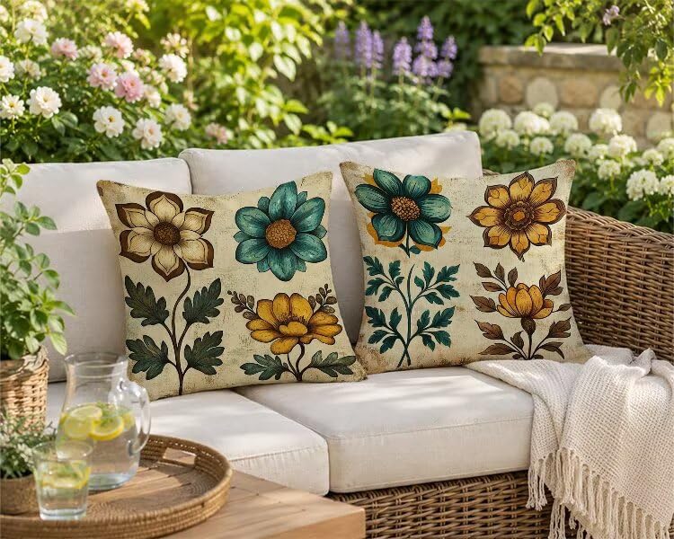 Fundas Cojines Exterior Impermeable 50x50cm Decorativos para Sofá y Patio 3