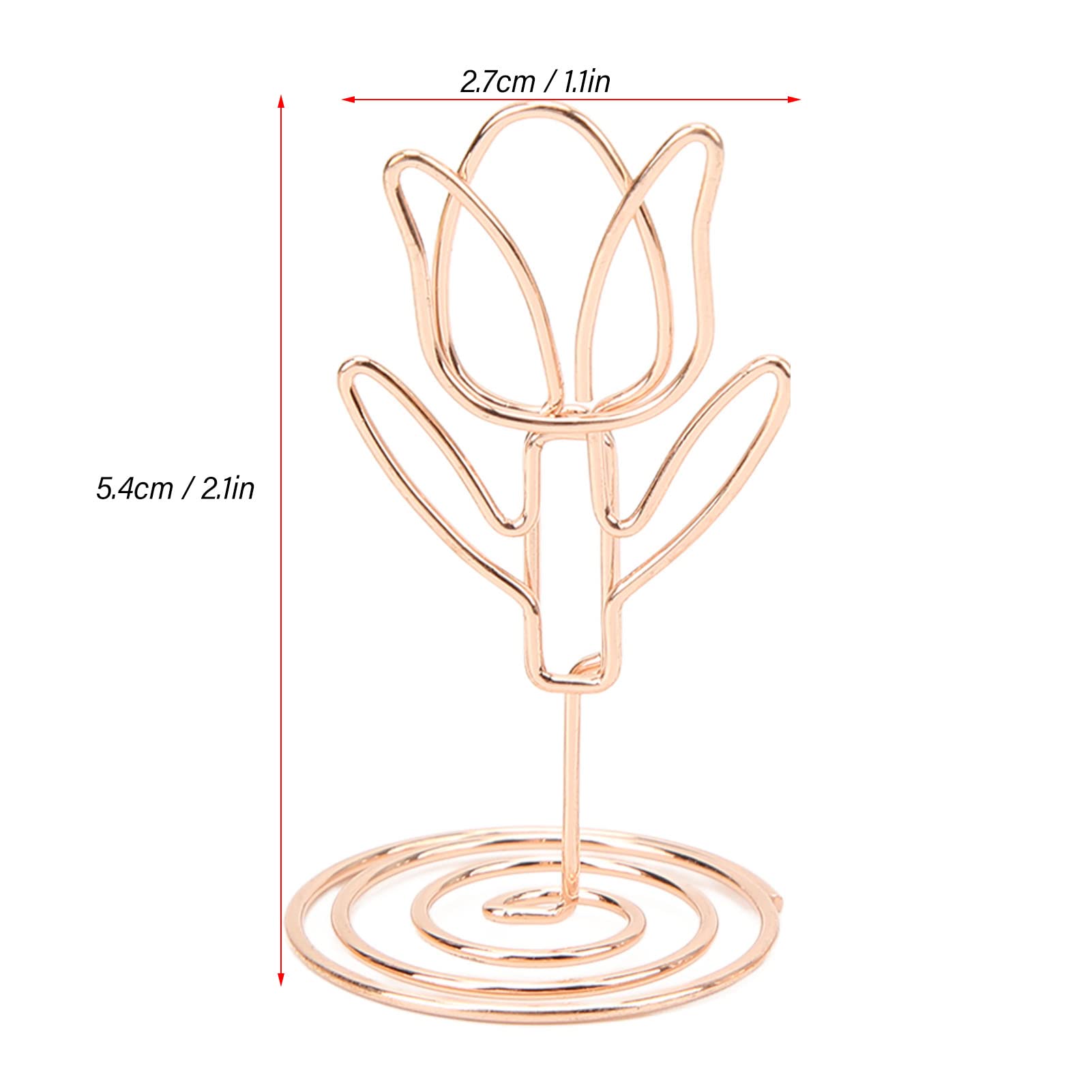 Fyearfly 20 Pezzi Segnaposto, Forma di Tulipano Squisito Segnaposto in Oro Rosa, Clip per Supporto per Promemoria, Supporto per Clip per Foto per Decorazioni da Tavola per Feste di Matrimoni (Oro)