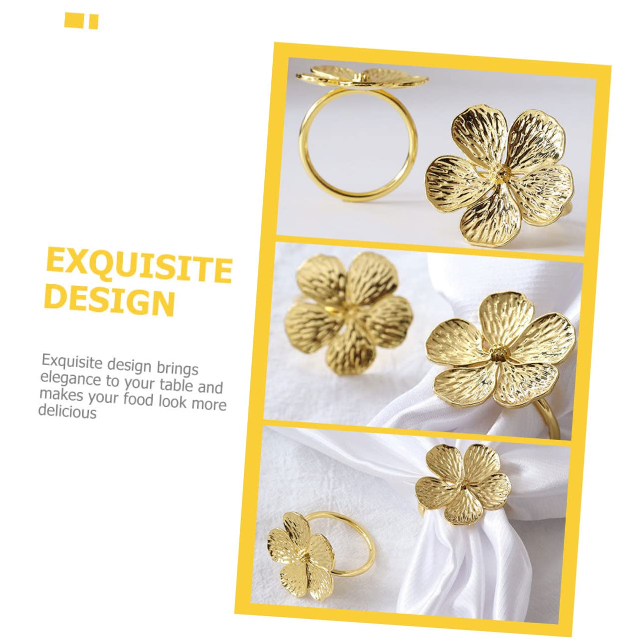 PRETYZOOM 18piezas Anillo De Servilleta Floral Decoración Elegante para Bodas y Eventos Formales Adorno De Mesa Resistente y Ligero