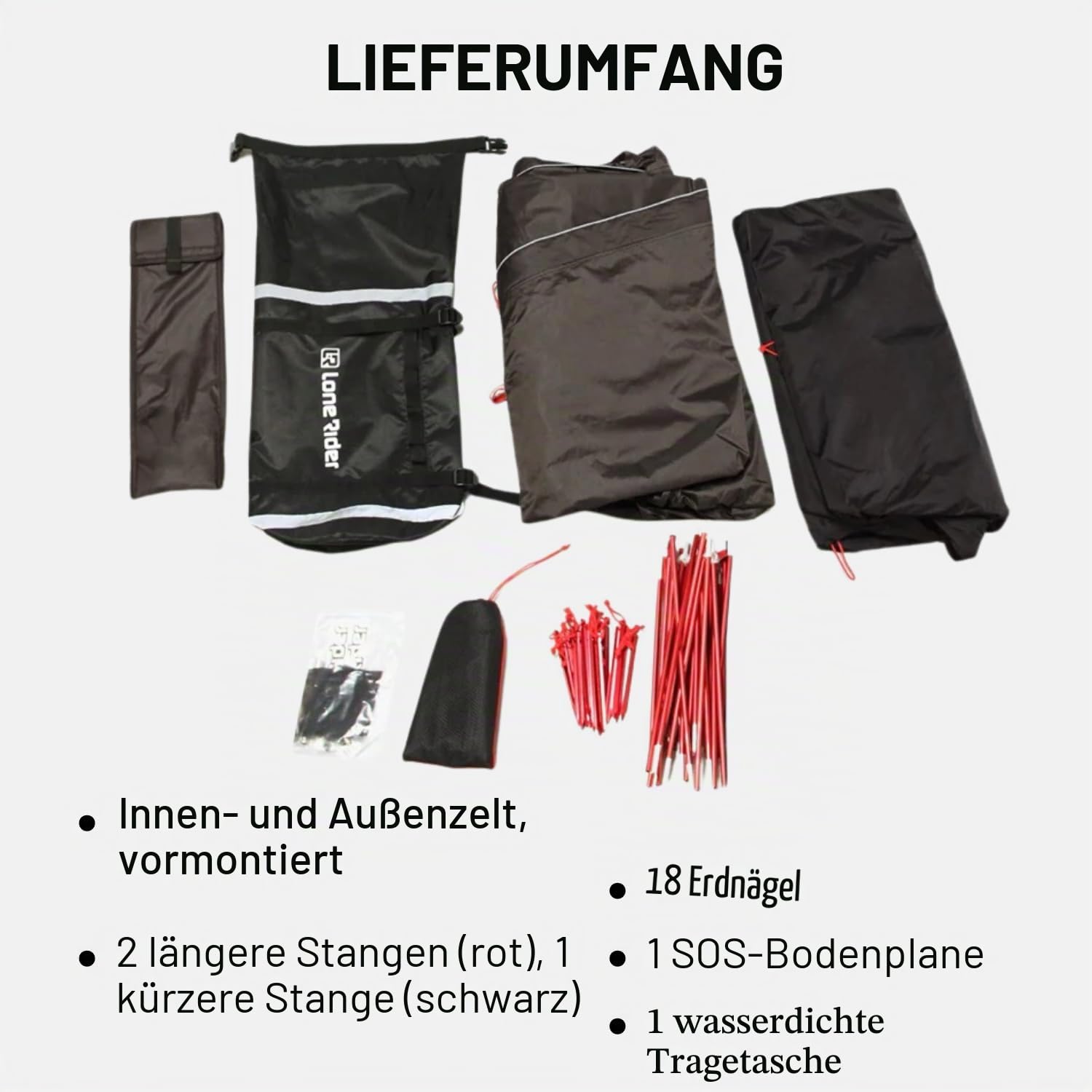 Lone Rider Motorrad Camping Zelt 2 Personen - Wasserdicht, Garage