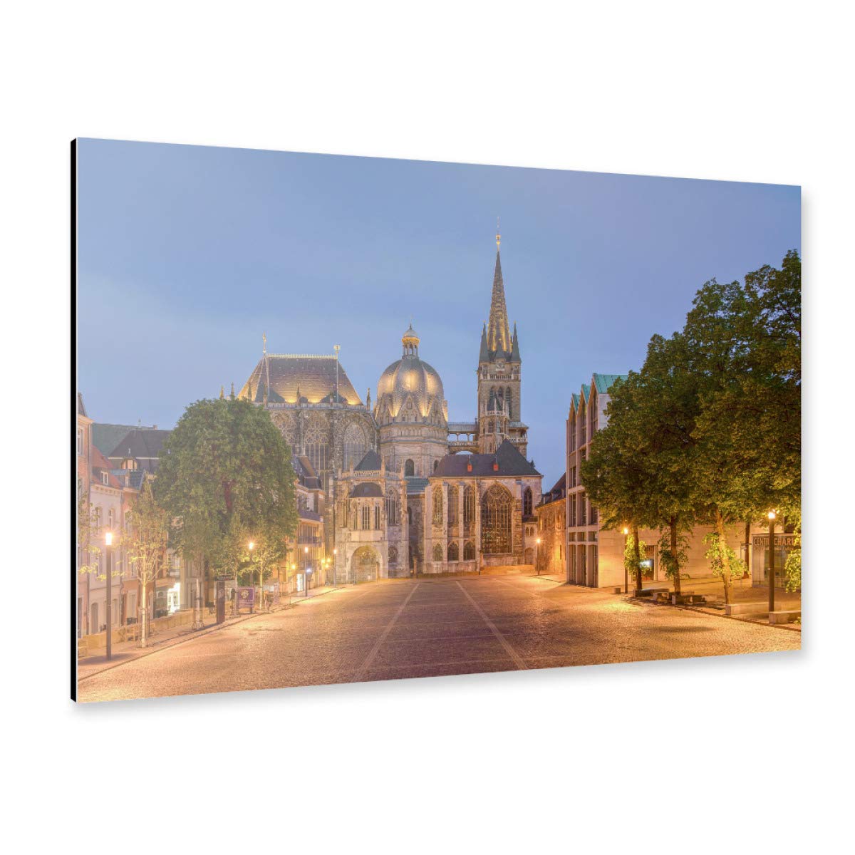 artboxONE Alu-Print 60x40 cm Aachener Dom am Abend von Künstler Michael Valjak