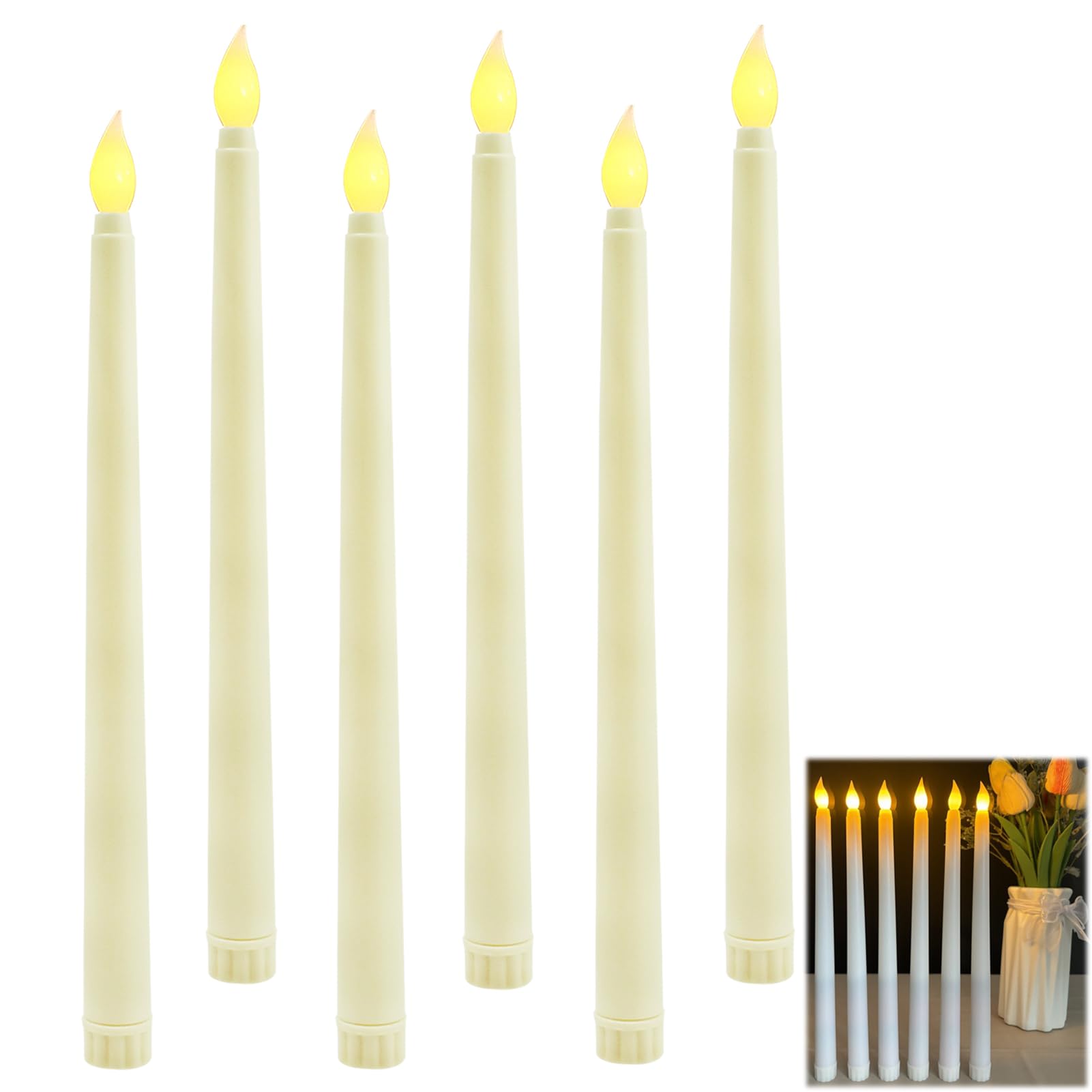 6 Piezas Velas Led Efecto Llama, Velas Electricas a Pilas, Velas LED flotantes, para San Valentín, Cumpleaños, Fiestas, Navidad, Festivales, Luz Blanca Cálida [Clase de eficiencia energética A]