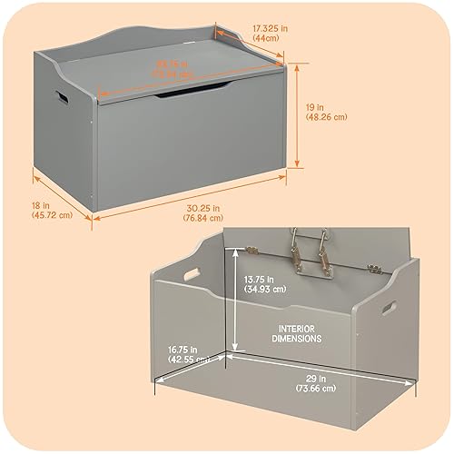 Miniatura 4 de Baúl de juguetes con superficie de banca color gris por Badger Basket, Gris