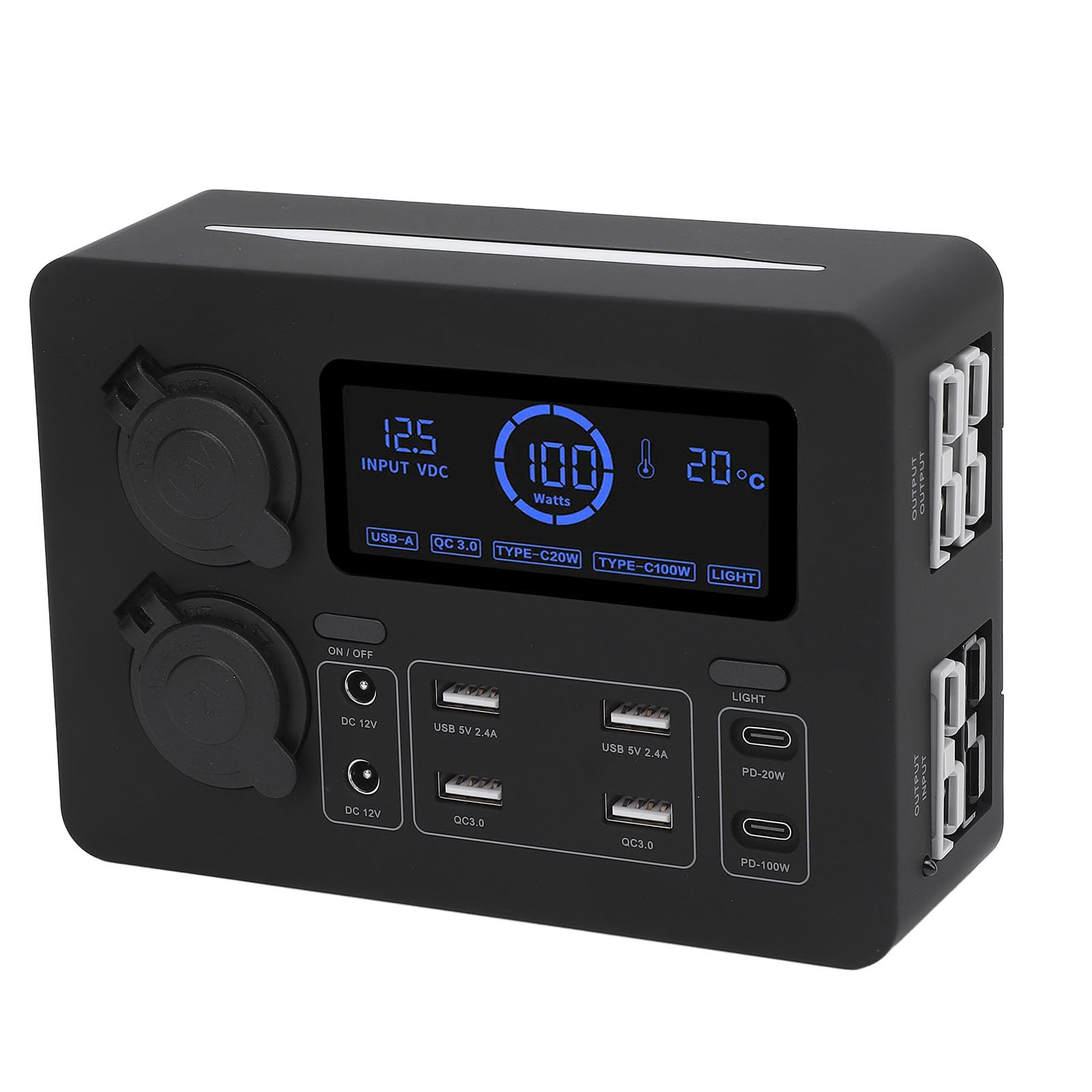 Generic Pasuje do Mini Zasilacza Wydajny Wyświetlacz LCD 100 W Port USB C QC3.0 do łodzi RV Samochodów Wielofunkcyjna Skrzynka Rozdzielcza Zasilania