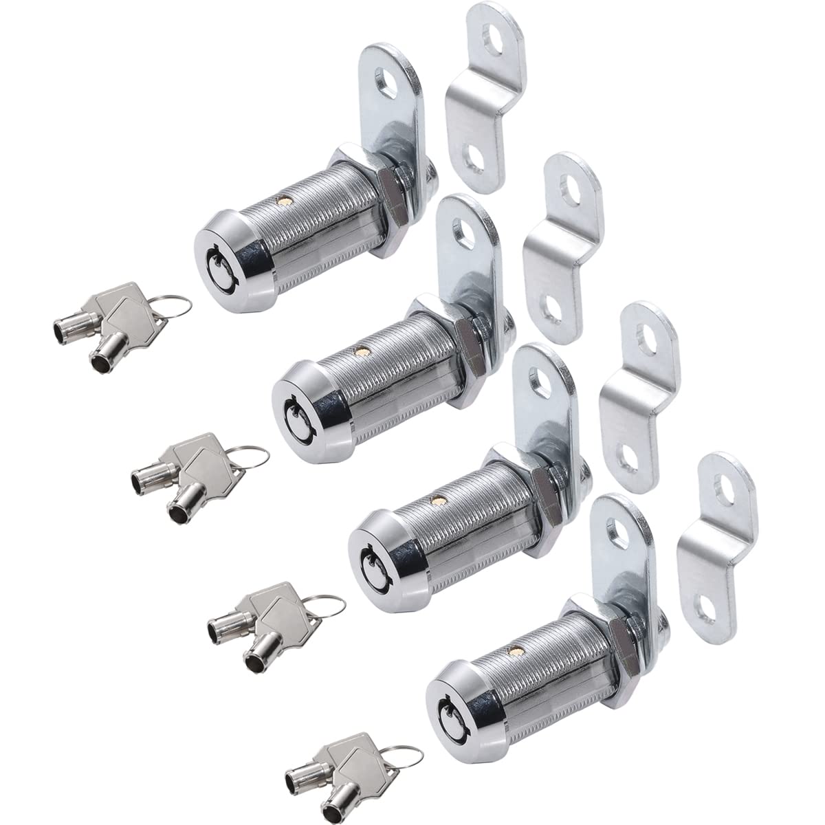 WOOCH Cerradura de leva tubular, con llave igual extraíble, compartimento para caravana, cerradura de almacenamiento para armario (1-1/2 pulgadas 90°, acabado cromado, paquete de 4)