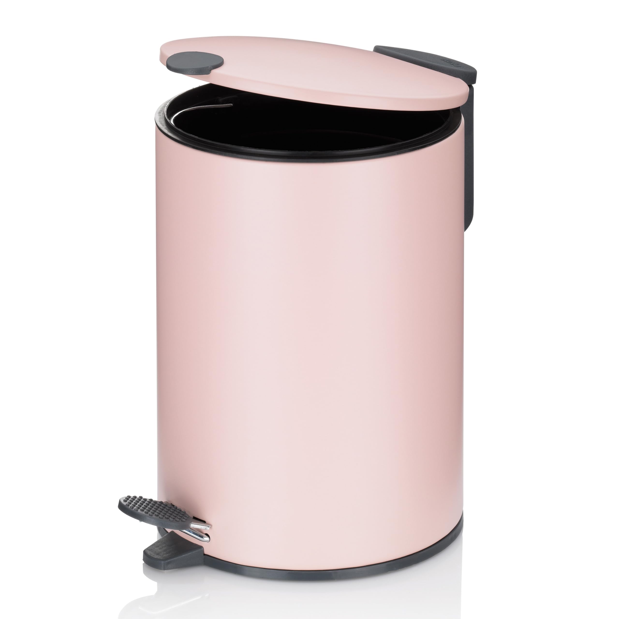 kela Secchio per cosmetici 3 l rosa opaco, coperchio Silent Close, pattumiera a pedale per bagno MATS, pattumiera da bagno con secchio interno e manico per il trasporto