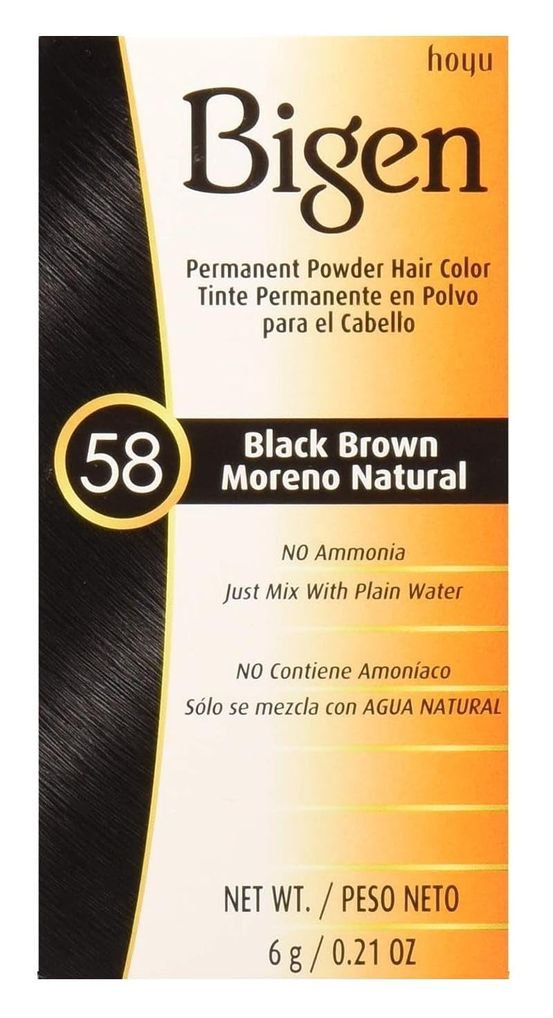 Bigen Powder Hair Color #58 Black Brown 0.21oz (6 Pack)