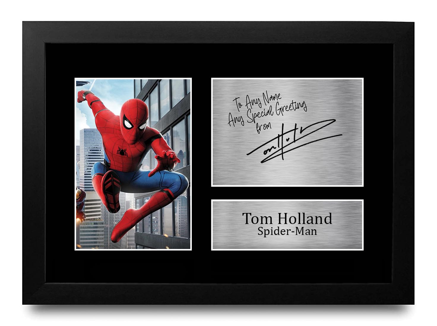 HWC Trading Tom Holland Personalised Gift - Signed Autograph Picture, Framed A4 Film Memorabilia with Custom Name Message for Birthday Christmas Wedding
