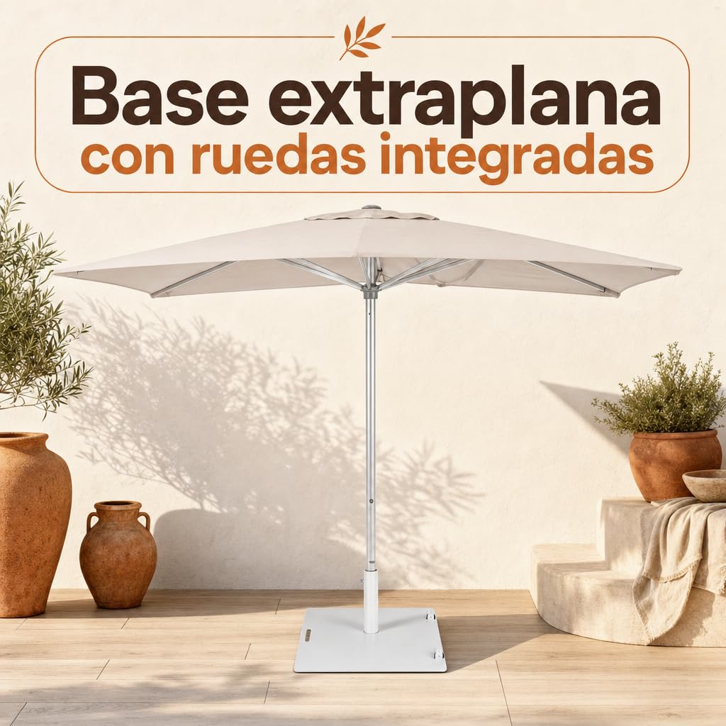 Parasol de Jardín, Sombrilla Cuadrada de Terraza con Protección UV50+ Estilo Minimalista, 2.5x2.5 m Beige