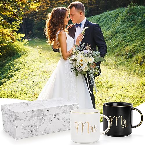Yesland-12-oz-Mr-and-Mrs-Mug-Ceramic-Coffee-Mug-for-the-Couple-Ideal-Gift-for-Engagement-Anniversary-His-and-Hers-Bride-and-Groom-Valentines-and-Christmas-Gifts-Set-of-2-Black-White Yesland 12 oz Mr and Mrs Mug Ceramic Coffee Mug for the Couple Ideal Gift for Engagement Anniversary His and Hers Bride and Groom Valentines and Christmas Gifts Set of 2 Black White