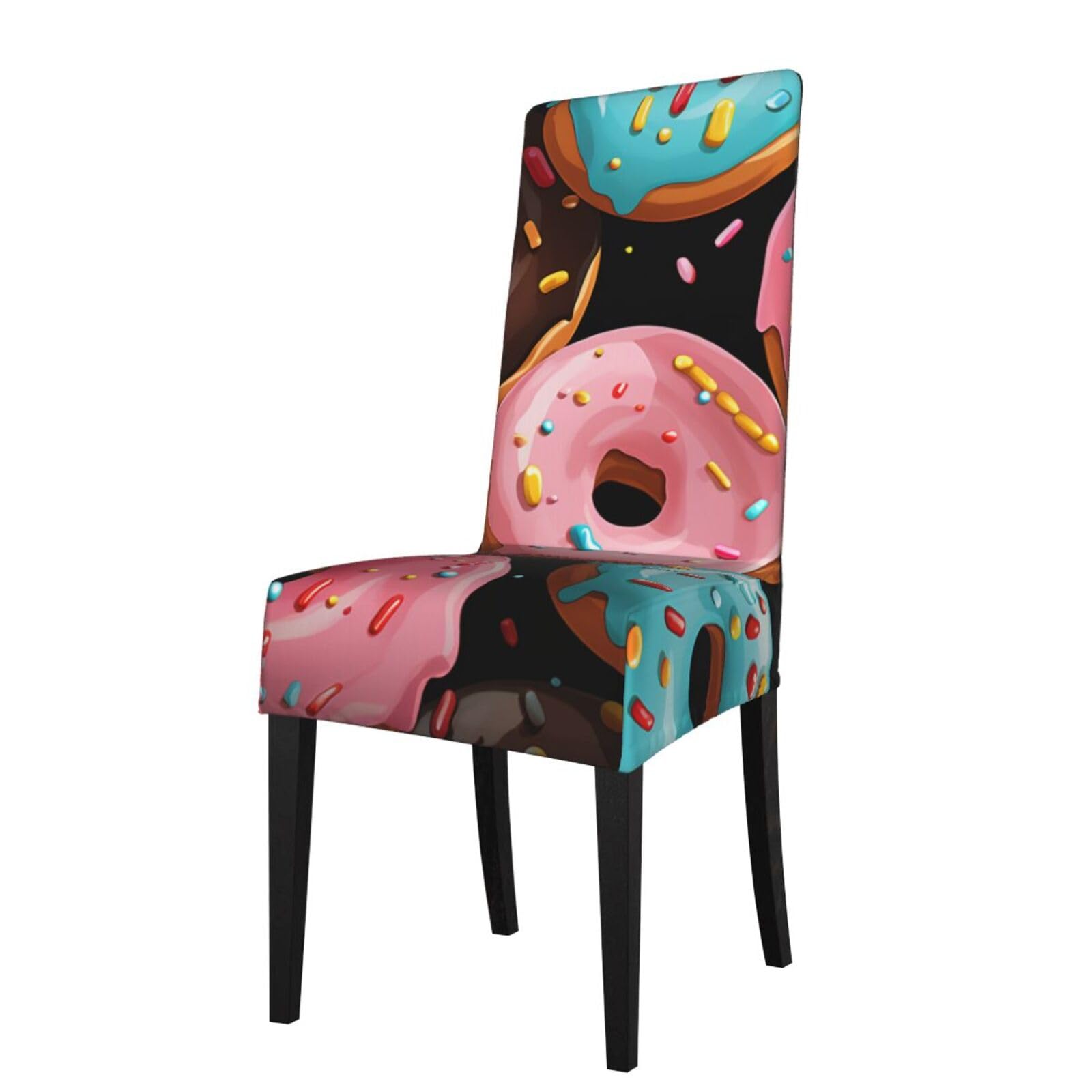 FodPand Stretch Chair Covers for Dining Room, Donuts Chair Seat Covers Washable Detachable Chair Slipcover Chair Protectors Covers for Kitchen,Wedding,Party
