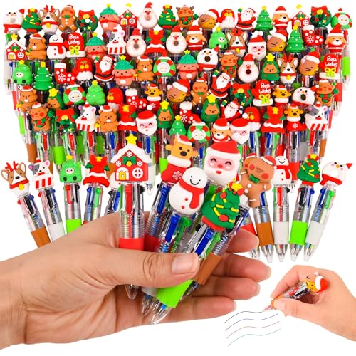 LiYiQ 100 Bolígrafos 4-en-1 Multicolor Tema Navidad