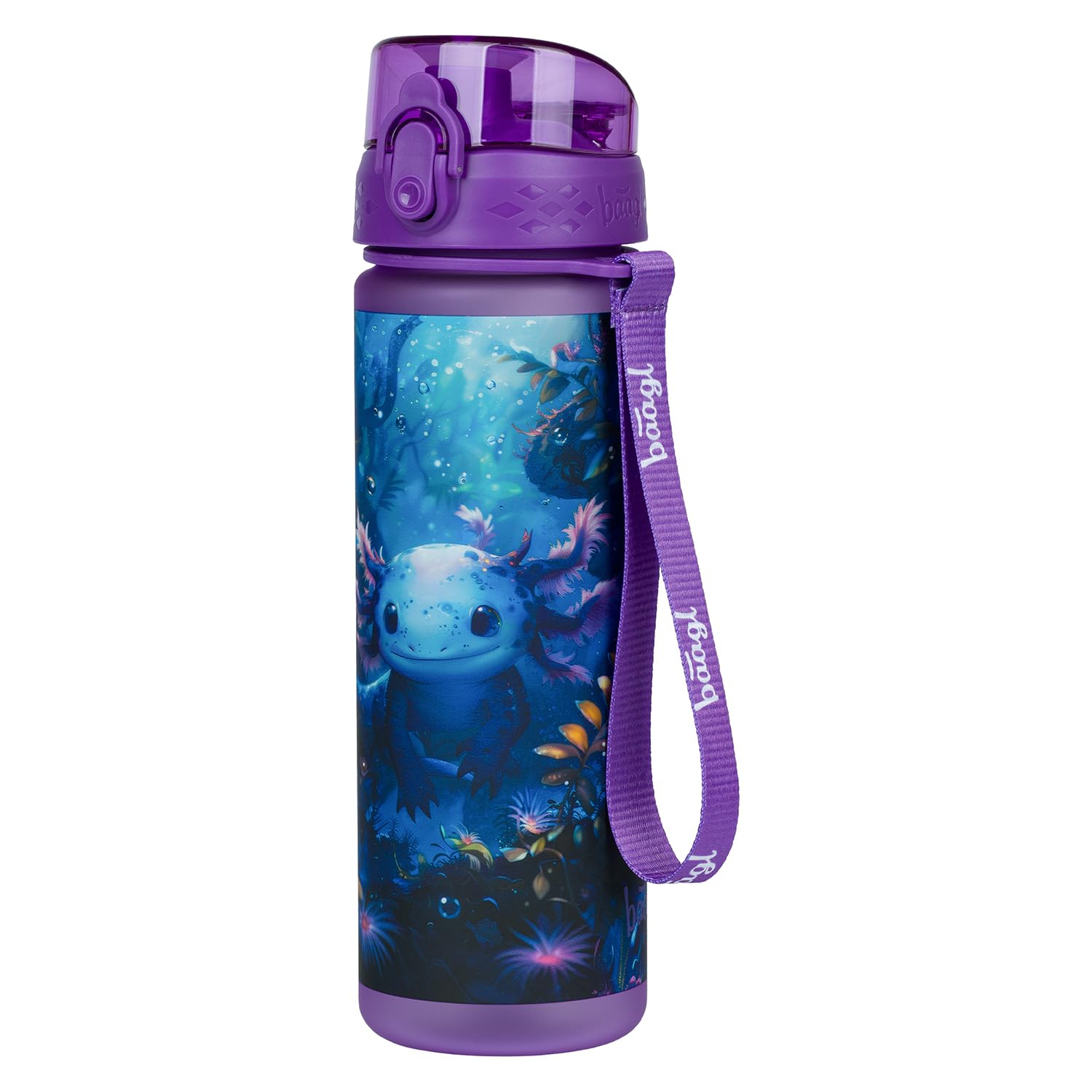 Baagl Children's Water Bottle, Leak-Proof, 500 ml, School and Sports Football Bottle for Boys Girls, Tritan, Casual Drink Bottle, School Drinking Bottle (Axolotl)