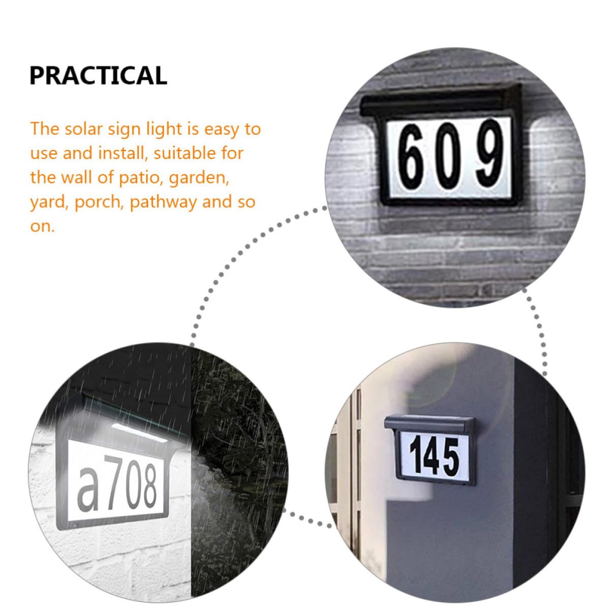Targa Numero Civico Solare LED 6 Lampade 1, 2v 600mah per Esterni | Polisilicio e Plastica Nera, Controllo Luce, Copertura Ampia per Giardino e Cortile