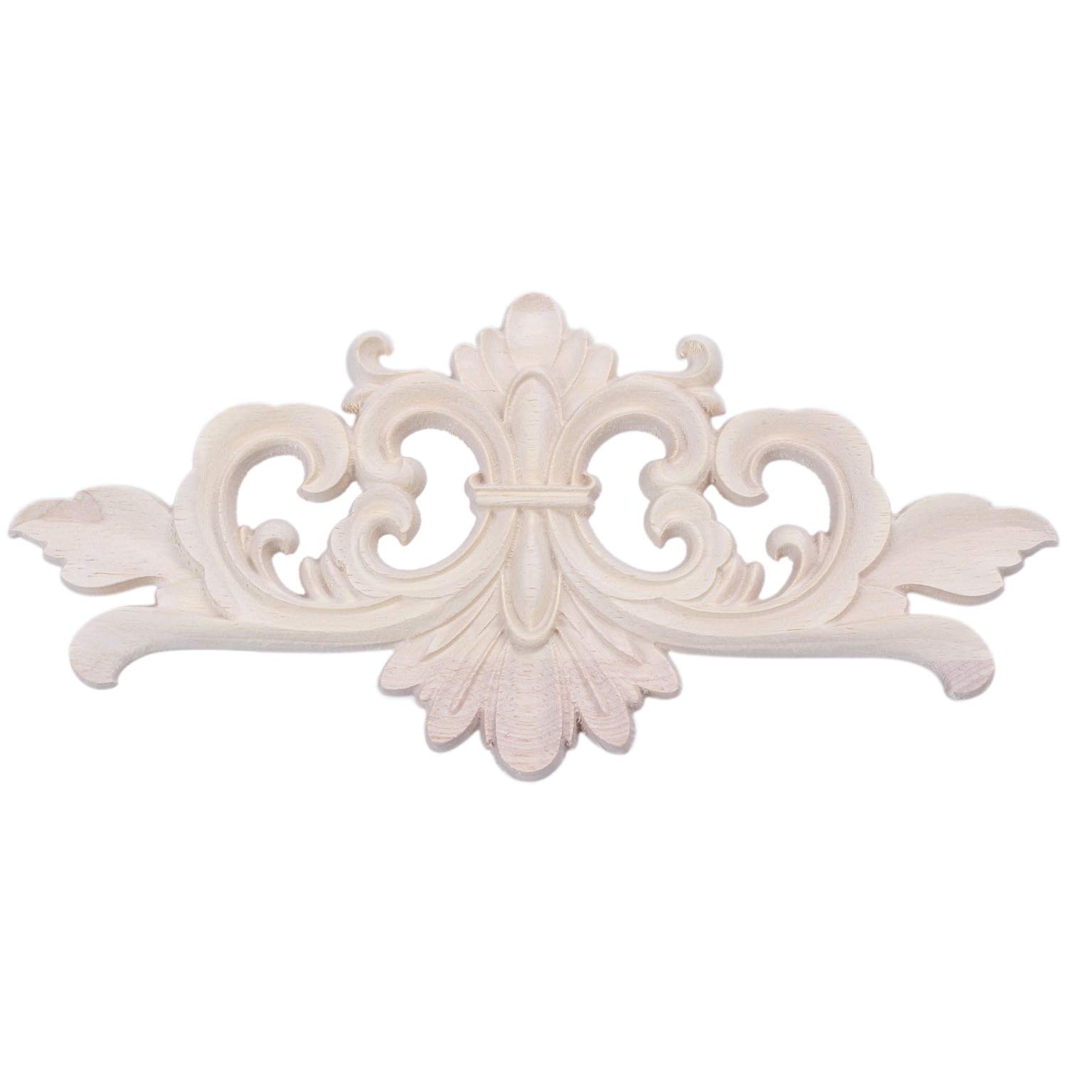 CTRLZS 22 * 10 cm Wood Carved Corner Onlay Applique Decor Furniture Craft Unpainted