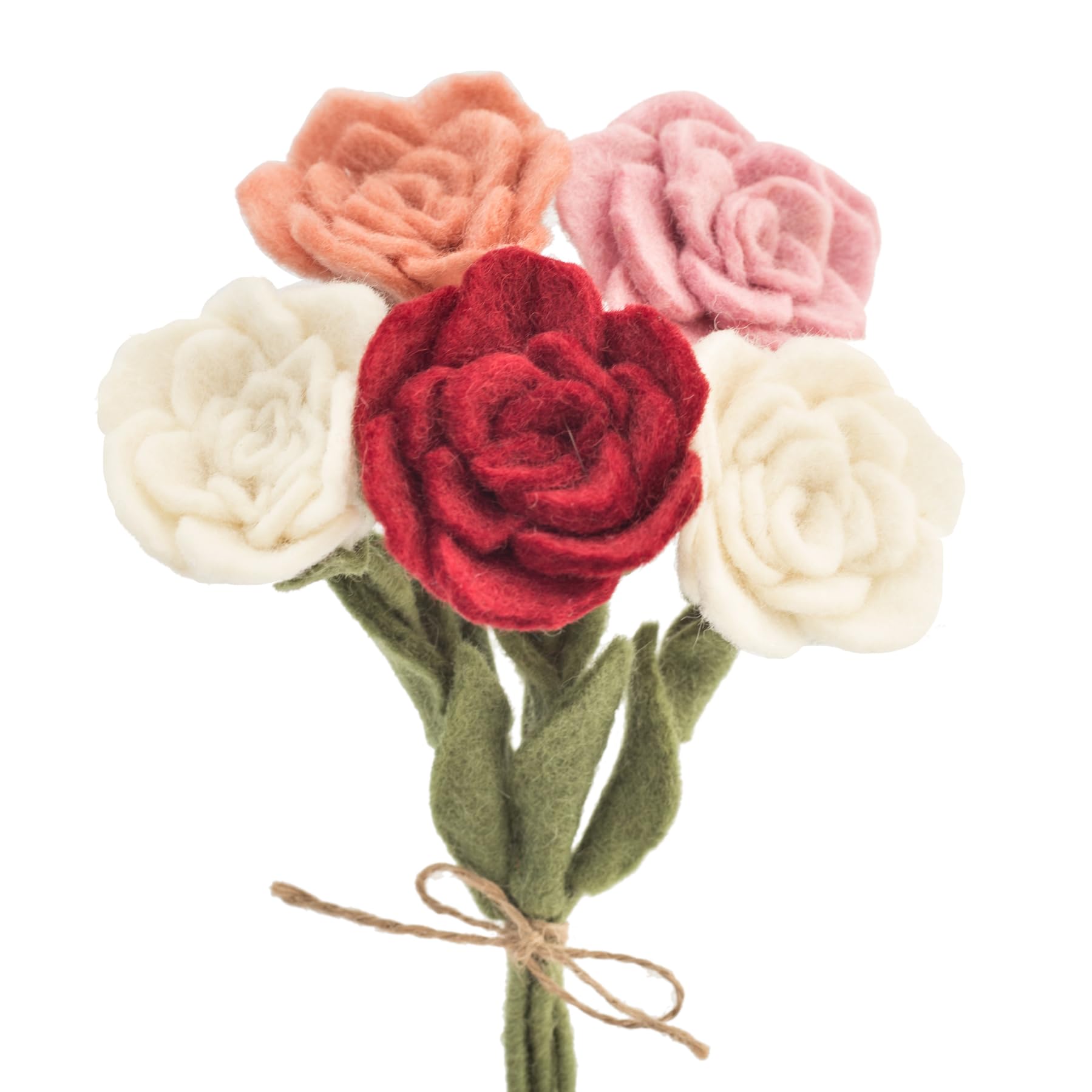 Glaciart One Mini Felt Roses Flowers Artificial Bouquet - 5 pcs|Reusable, Washable and Essential Oil Ready Multi Color Artificial Flowers w/Bendable