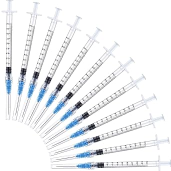 50 Pack 1ml 23Gauge 1Inch - Luer Lock 1ml 2.5ml 3ml 5ml 10ml 20ml with 25Ga, 23Ga, 22Ga, 21Ga, 18Ga Lab ConsumablesIndividually Sealed Wrapped