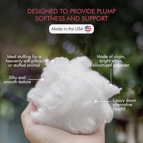 Miniatura 5 de Fairfield Poly-Fil sedoso, fibra de poliéster de alta calidad, relleno de almohada suave para un sueño tranquilo, animales de peluche y juguetes,