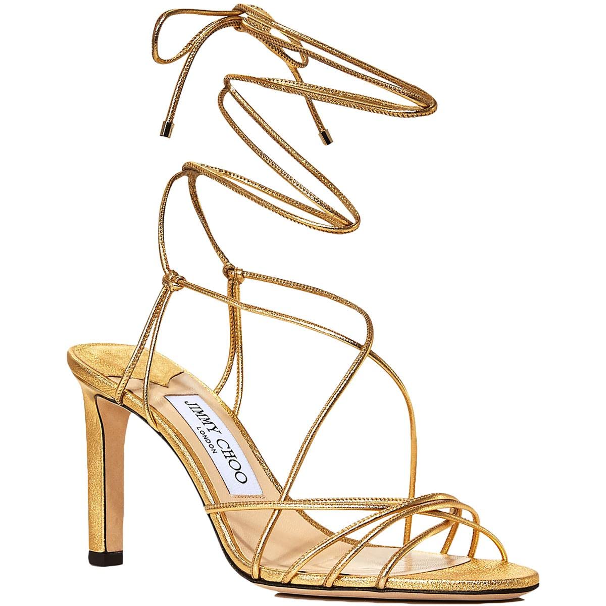 JIMMY CHOO Womens Tao Leather Ankle Wrap Dress Sandals