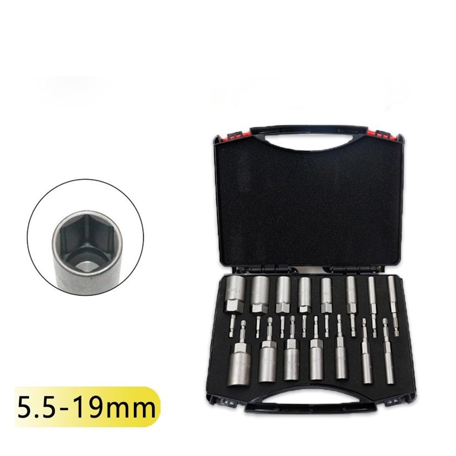 Juego de boquillas para casquillos hexagonales, destornilladores de tuercas de 5,5 mm a 19 mm, destornilladores eléctricos, taladros eléctricos, atornilladores de impacto, llaves de tubo (12 unidade