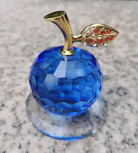 LOTOWELZON Figura base de 1.969 in/1.97 pulgadas, figura de manzana de cristal, decoración del hogar, adorno de pisapapeles de cristal K9,