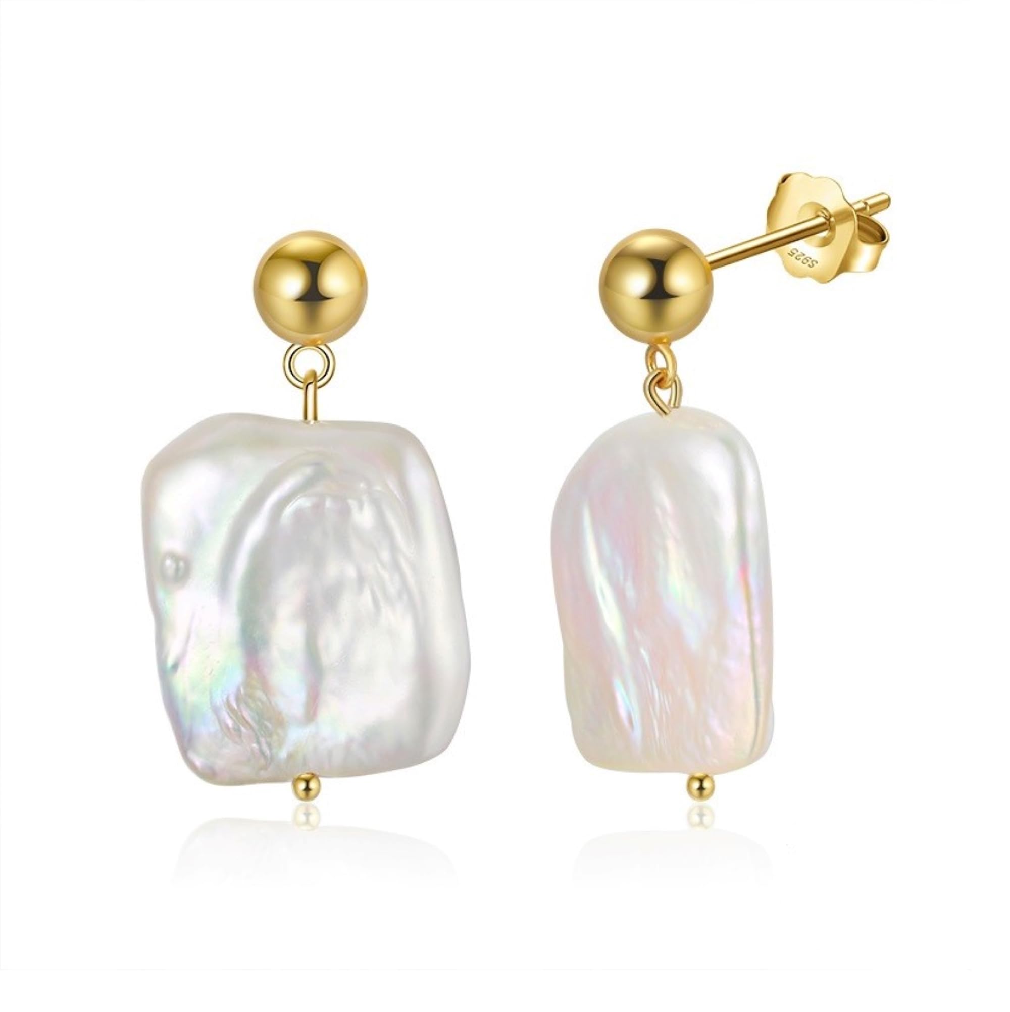 Orecchini Pendenti di Perla Barocca in Argento Sterling 925 Orecchini di Perle Orecchini Placcati in Oro 14k Perla Coltivata d'Acqua Dolce