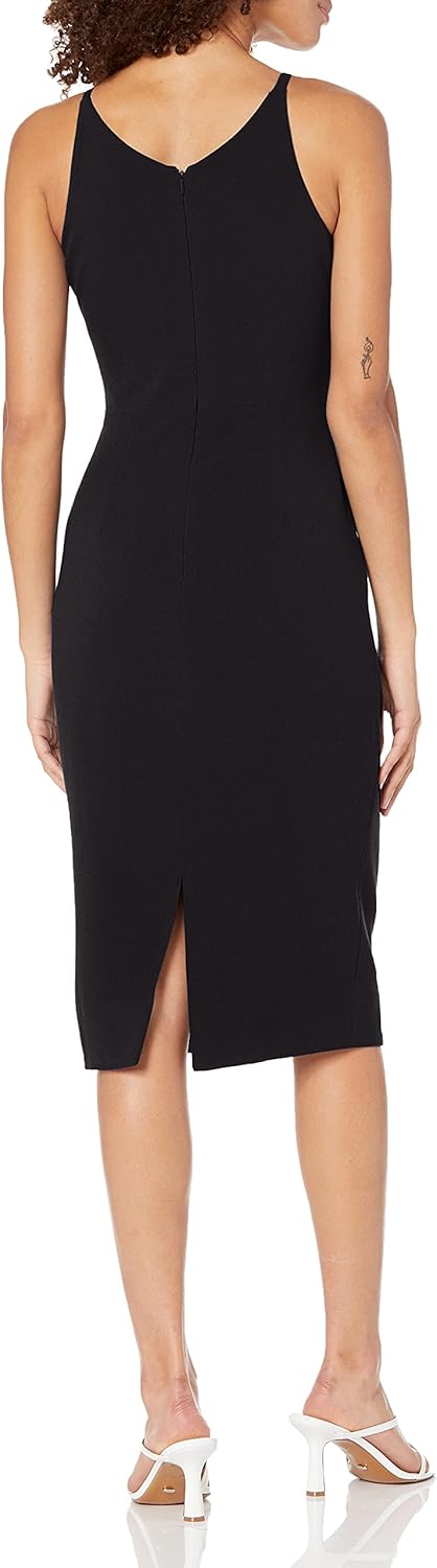 Dress The Population Womens Lyla Plunging Sleeveless Fitted Midi Sheath Dress - Image 2