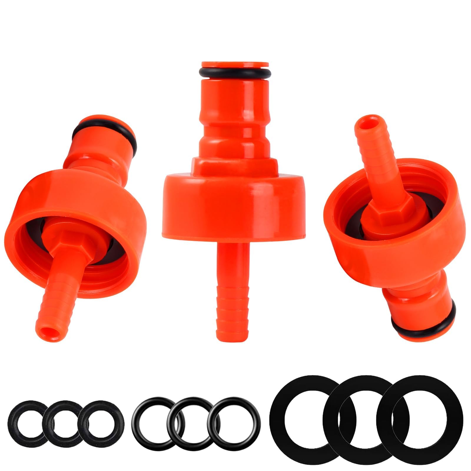 Dbgogo Carbonation Cap, 3 Pack Plastic Carbonator Cap 5/16” Barb Ball Lock Counter Pressure Bottle Filling Cap Forced Carbonation PET Bottle Filling