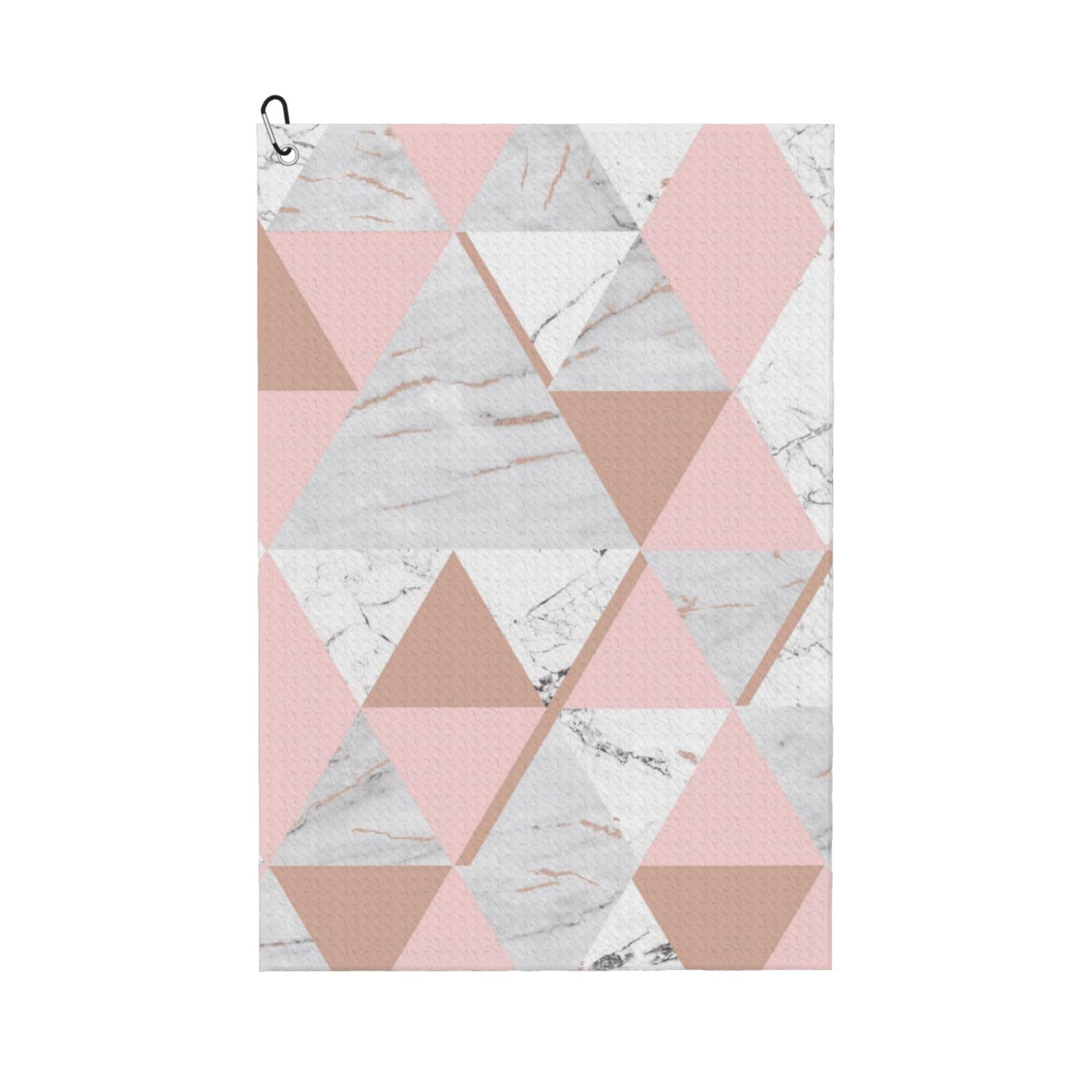 Hnnkloy Rose Gold Triangle Marble Pattern, 16x24 in Portable Waffle Golf Towels with Carabiner Clip for Golf Bag
