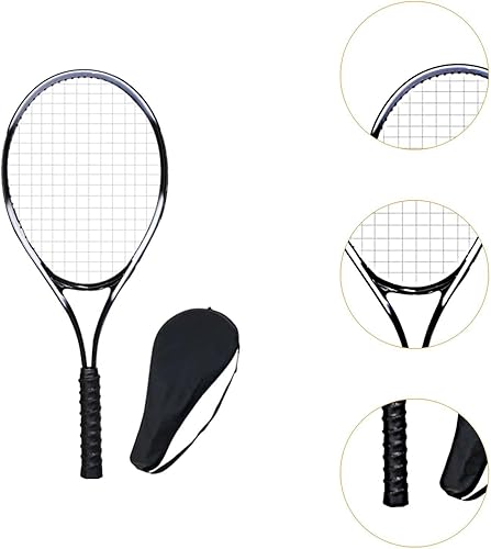 Miniatura 2 de Raqueta de tenis con bolsa de transporte y cuerdas de nailon para actividades al aire libre 27 pulgadas, color negro