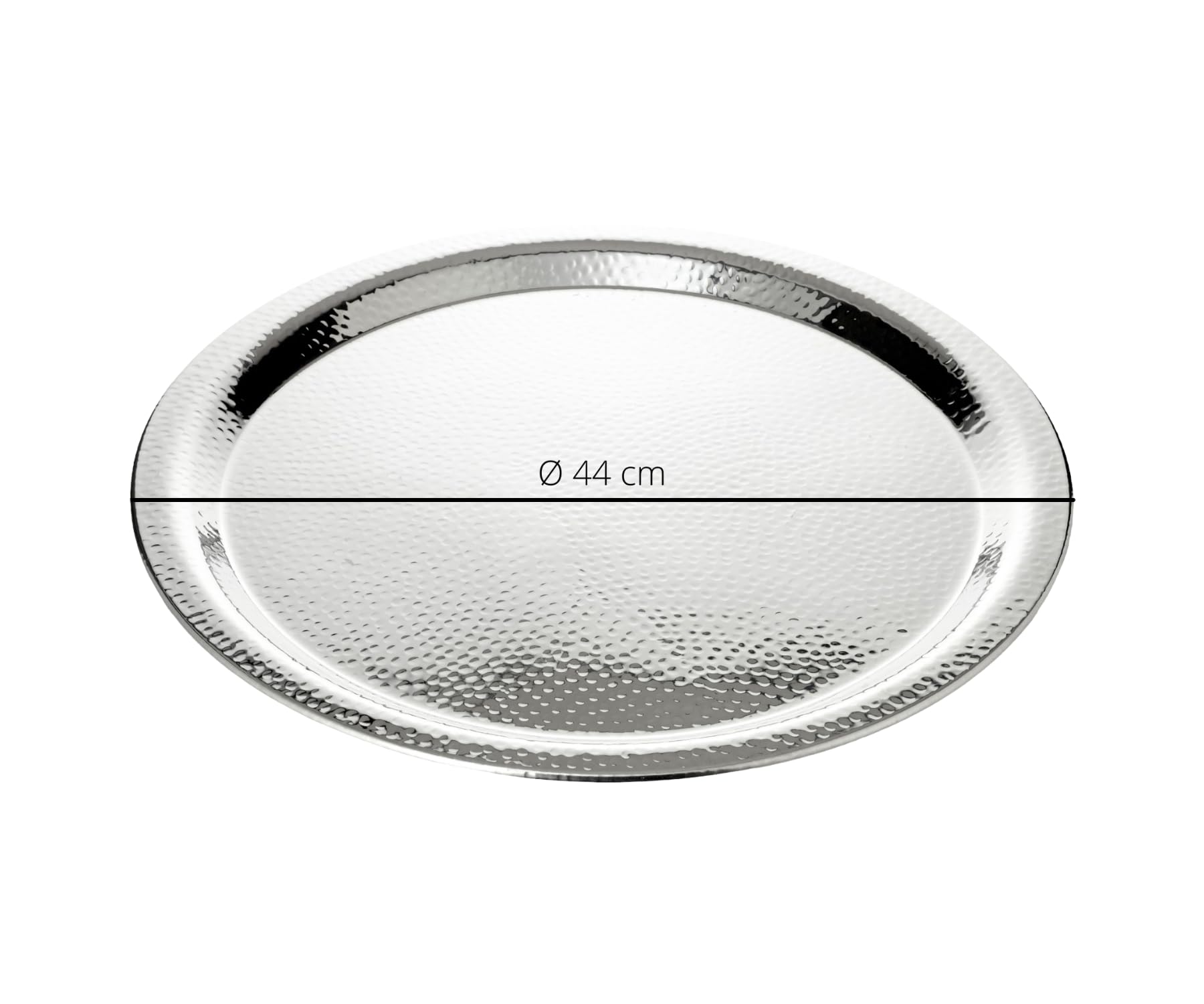 EDZARD Tablett Martella (ø 44 cm) rund, Edelstahl hochglanzpoliert, gehämmert - Serviertablett, Dekotablett, Rundes Tablett