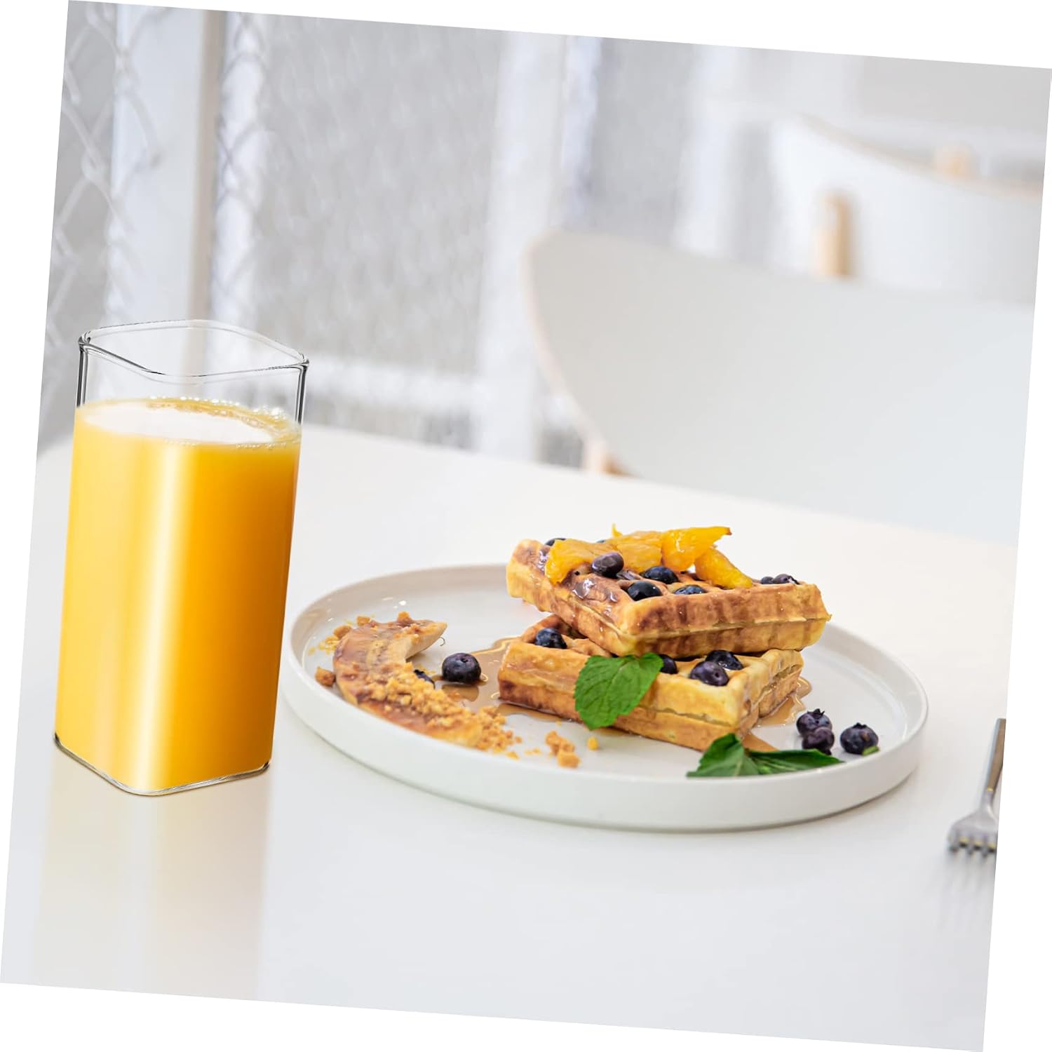 LIFKOME 2pcs Glass Beverage Cups Ice Coffee Cup Cute Kitchen Glassware for Home Restaurant
