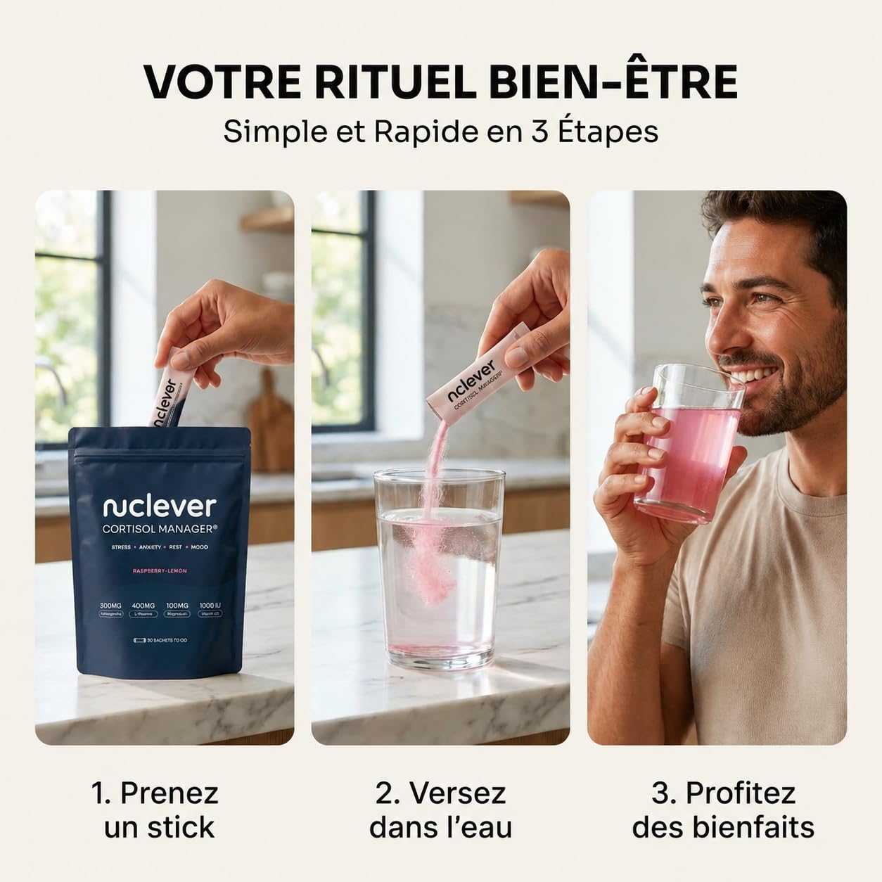 Cortisol Manager Homme – Ashwagandha KSM-66 | Complément Alimentaire Magnésium & Vitamines - Cure 30 Jours - Anti Cortisol Puissant
