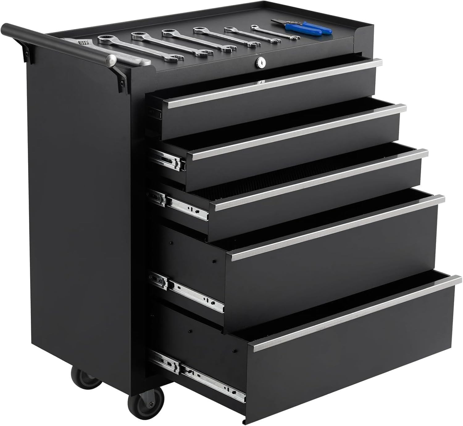 Rolling Tool Chest, 5 Drawers Tool Storage Cabinet with Wheels, Portable Tool Cabinet Organizer with Locking System & Drawer Liners,Universal Lockable Wheels, Tool Storage Cart for Garage, Workshop