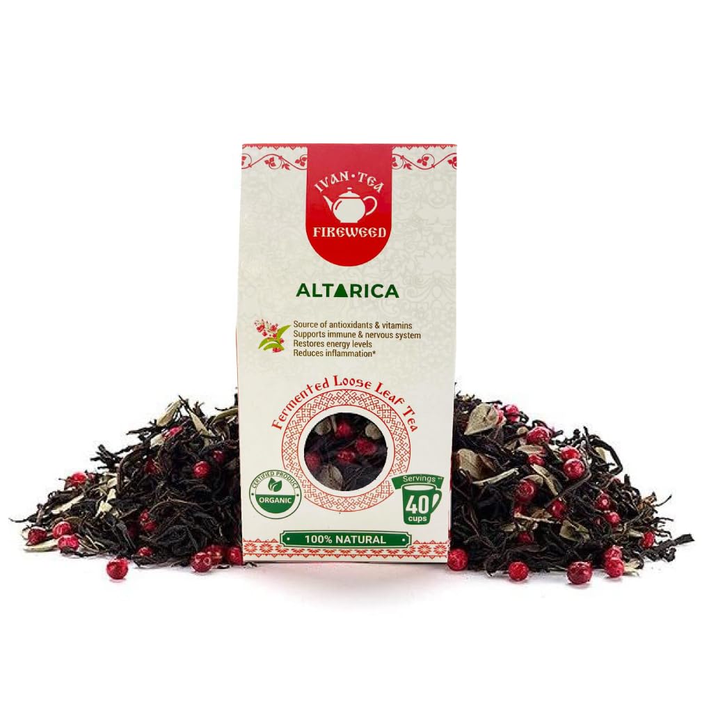 Siberian Natural Wild Ivan Chai Fireweed Willowherb Fermented Long Loose Leaf Tea Loose & Cranberries Blend 50g/ 1.76oz