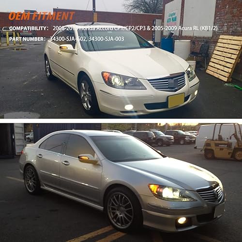 Miniatura 8 de ADIIL Luces LED de espejo lateral de señal secuencial dinámica LED para Honda Accord 2008-2013 y Acura RL 06-09, lente ahumada, ámbar LED frontal