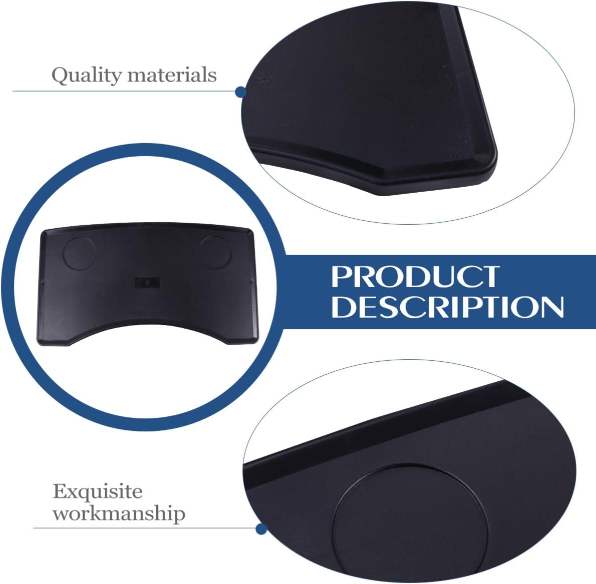 Wheelchair Tray Detachable Wheelchair Table Cup Holder Removable Portable Desk Accessories for Eating Reading Resting Mobility Aid Black - Image 5